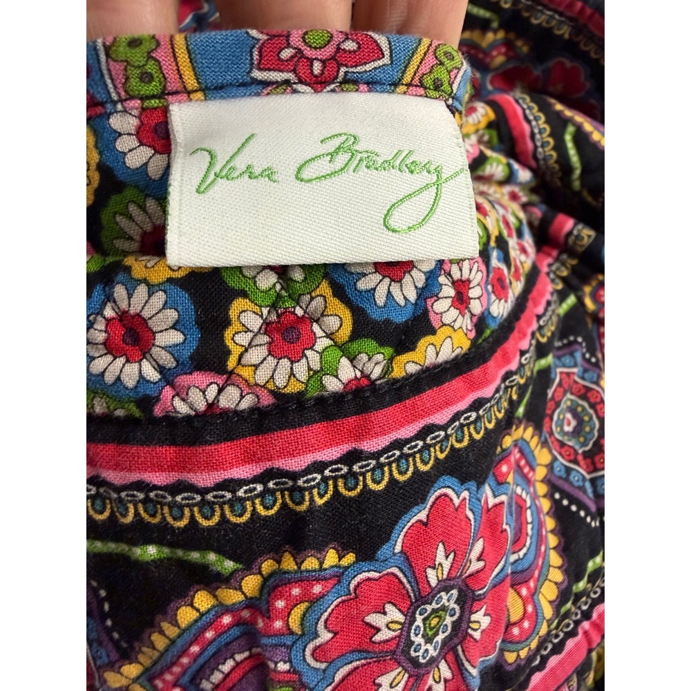 Vera Bradley Symphony in Hue Retired Mid Size Tote Bag Black Floral Shoulder Bag - Picture 9 of 12